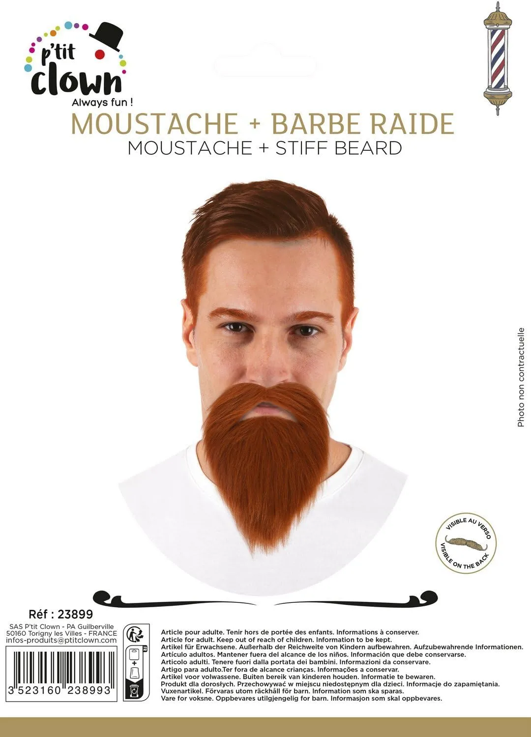 P'tit Clown Baffi e Barba Finta Adesiva Rossa