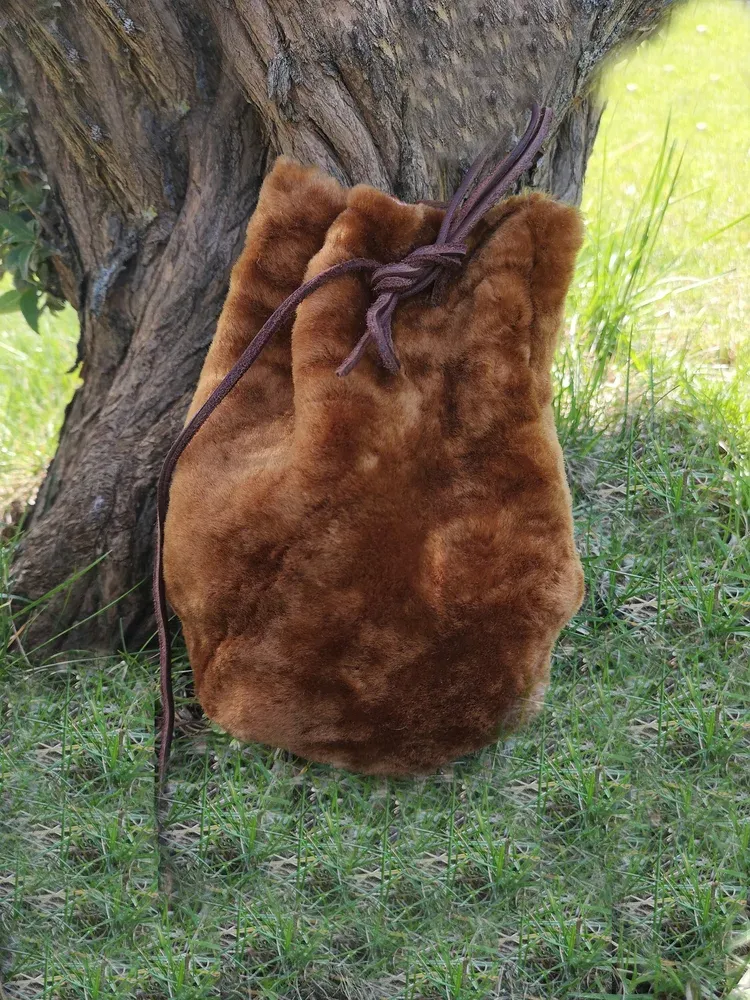 La Bottega di Merlino Borsetta Pelliccia Vera Pelle Agnello 18 cm