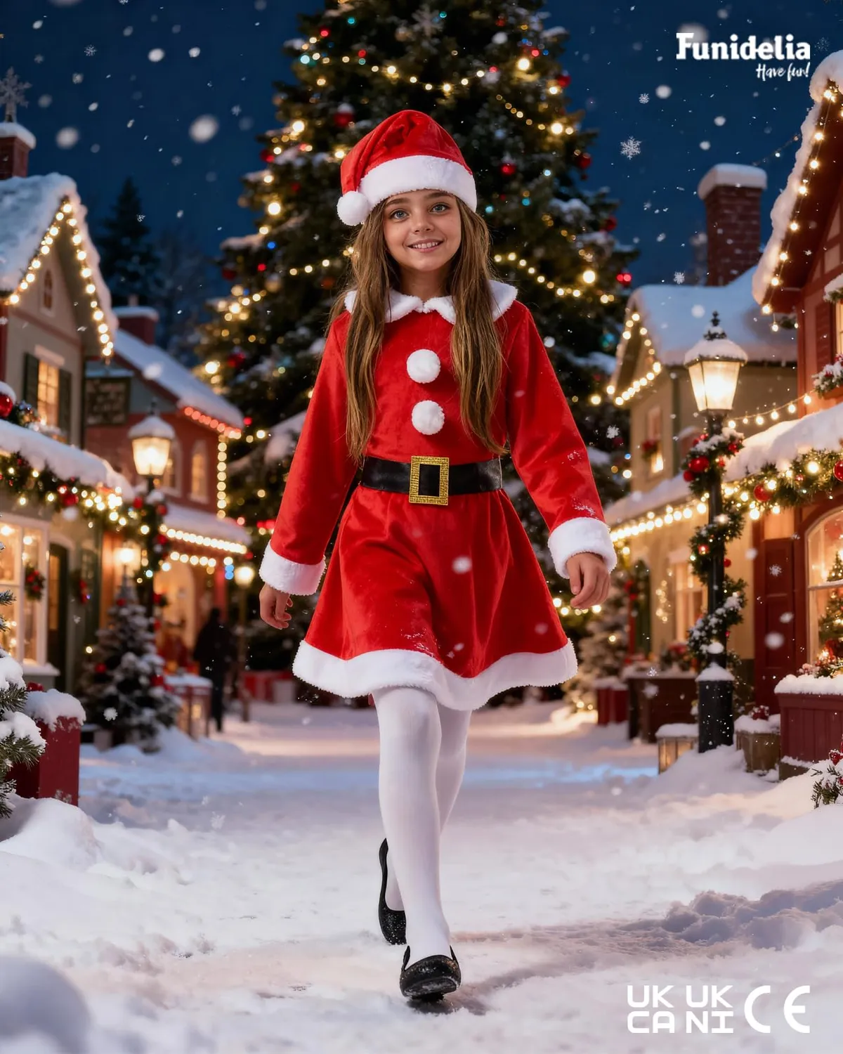 Funidelia Mamma Natale Deluxe costume bambina 5-6 anni rosso