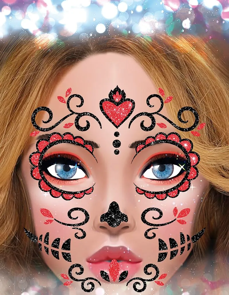 Guirca Catrina adesivi viso glitter 20x20 cm