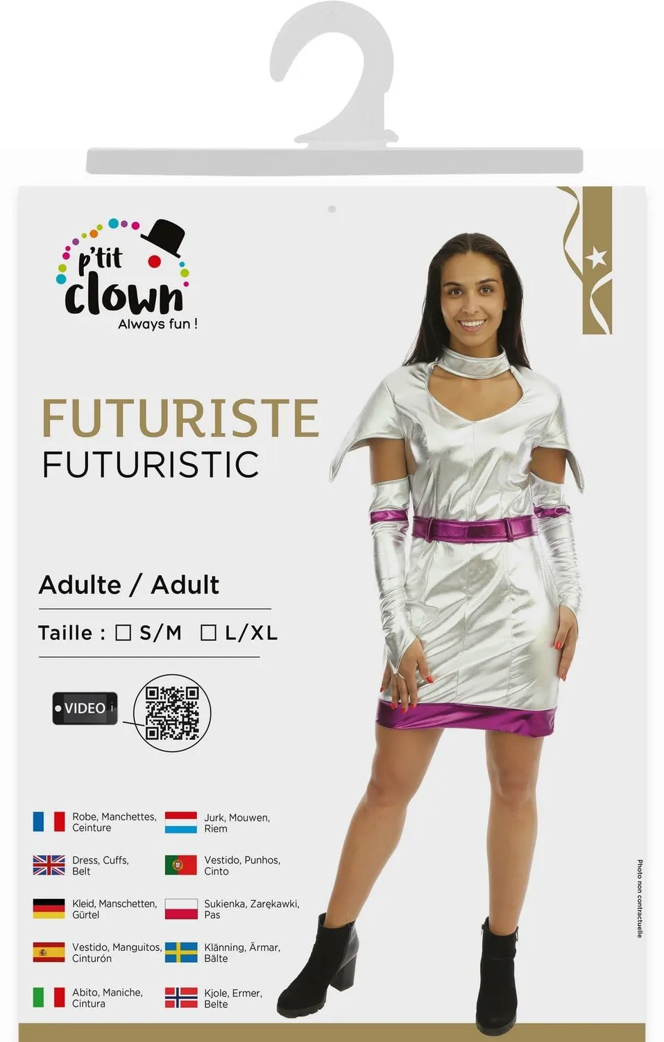 P'tit Clown Costume Spaziale Argento Donna L-XL Futuristico