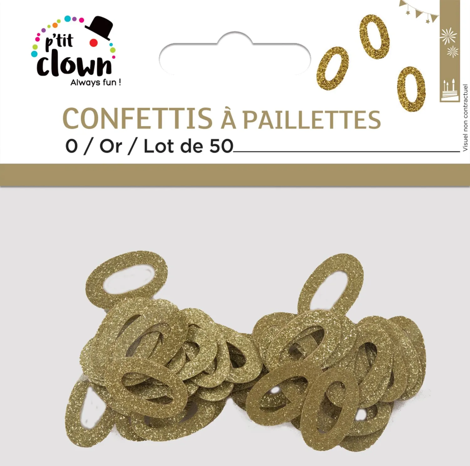 P'tit Clown re21030 coriandoli glitter numero 0 oro 50 pezzi