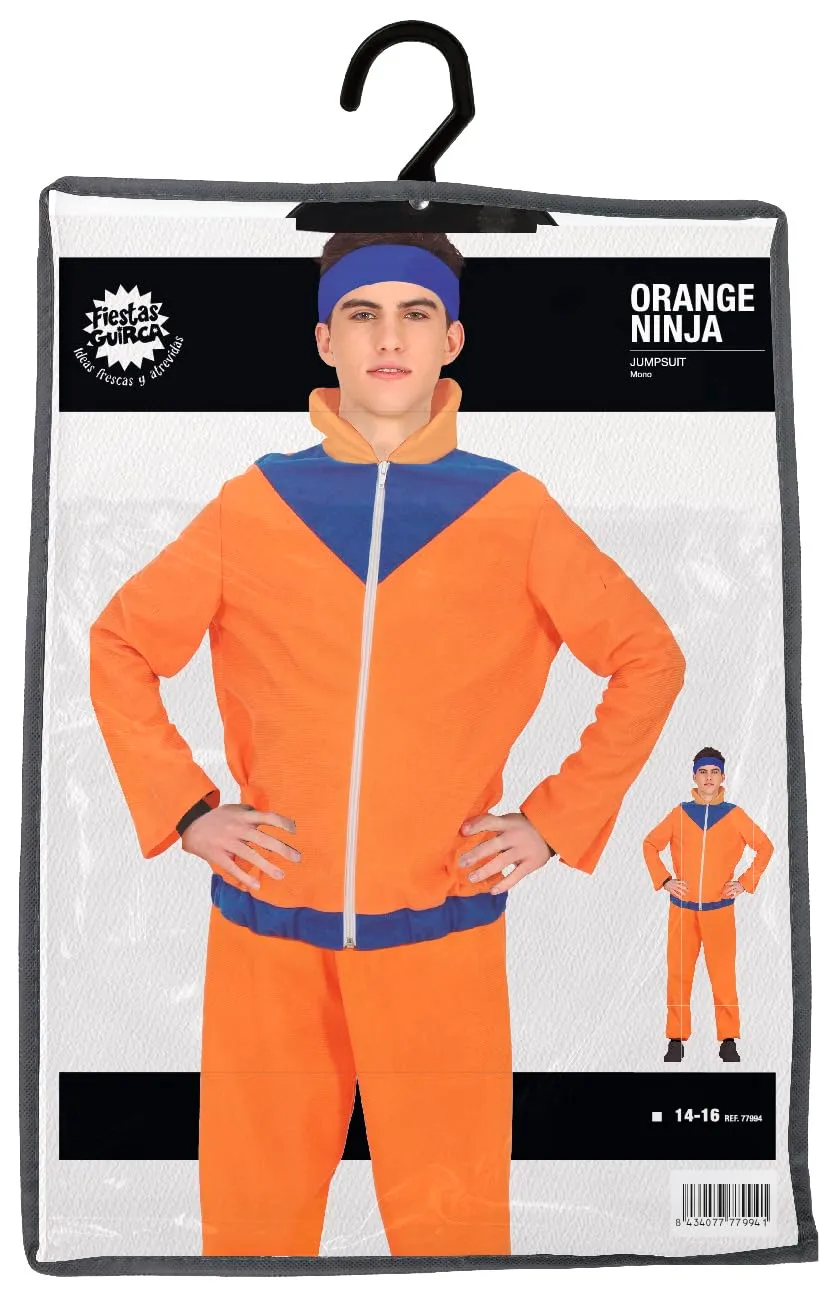 Guirca Costume Ninja Bambino 14-16 Anni Arancione Blu