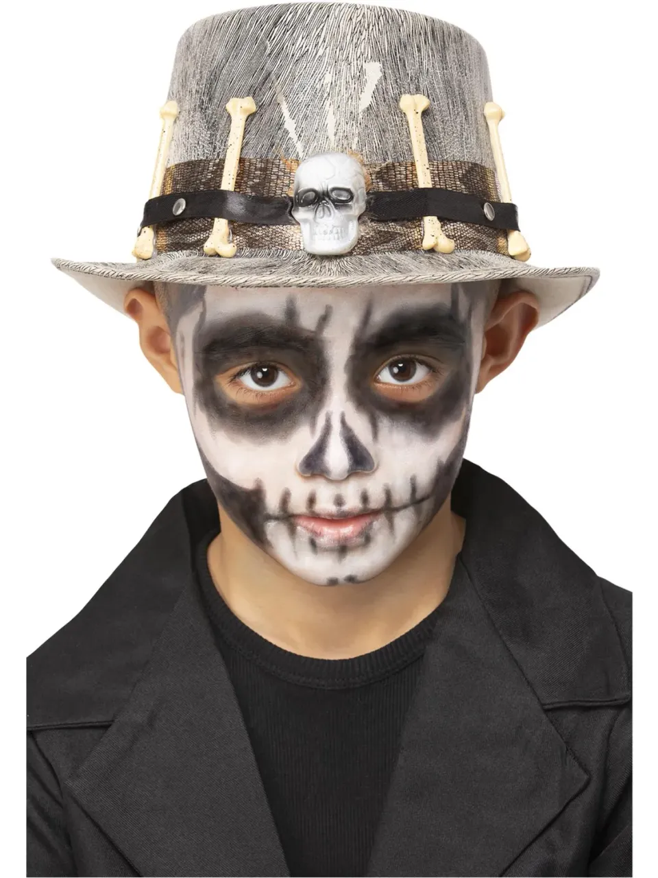 Smiffys Voodoo Cilindro Bambini Grigio con Teschio