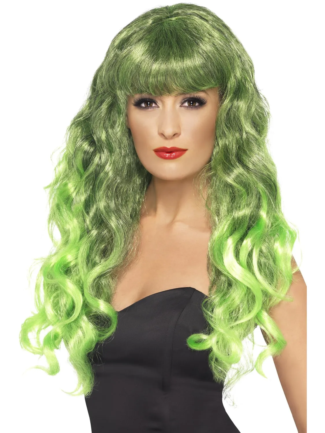 Smiffys Siren parrucca riccia viola lunga frangia donna