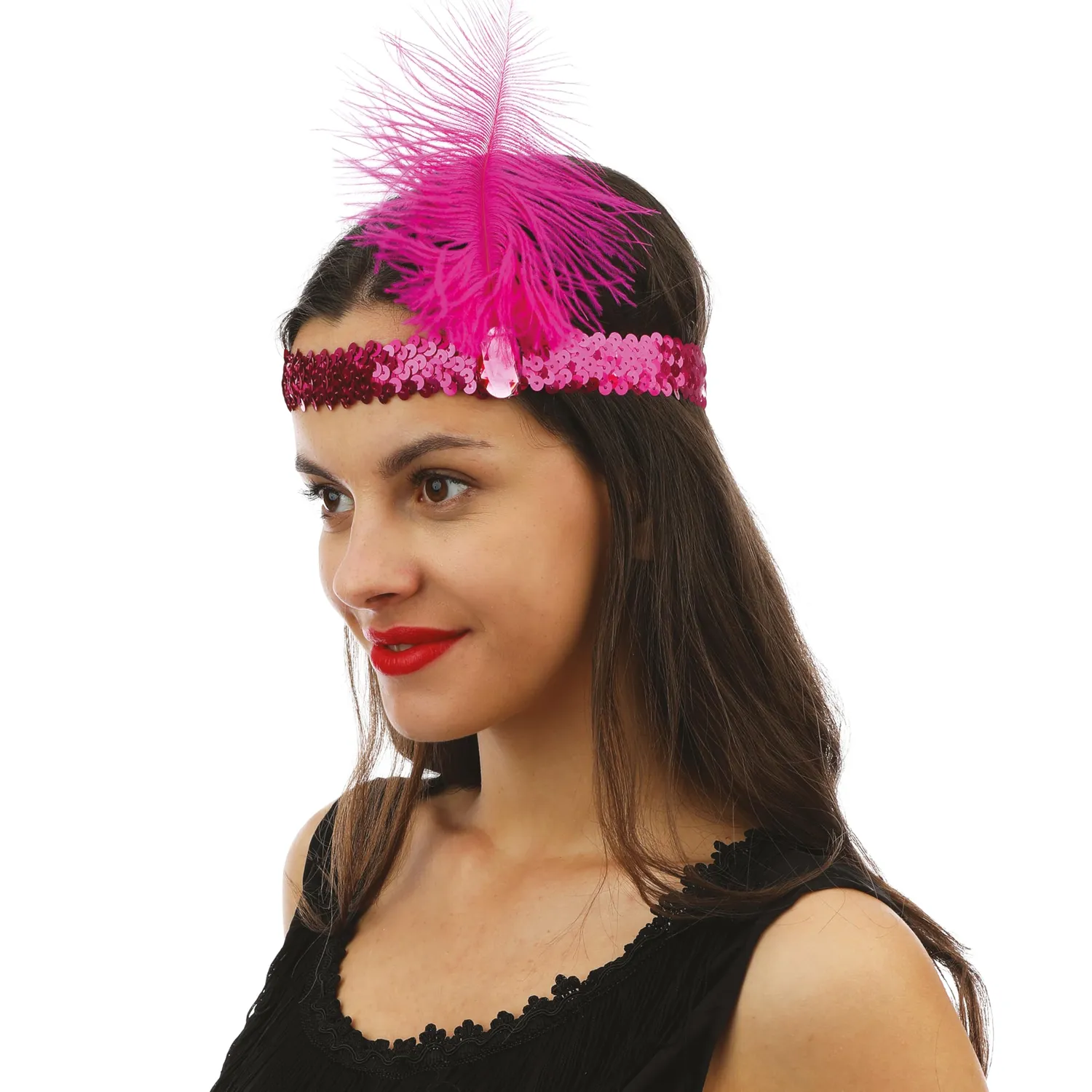 P'tit Clown fascia Charleston paillettes piuma argento adulto