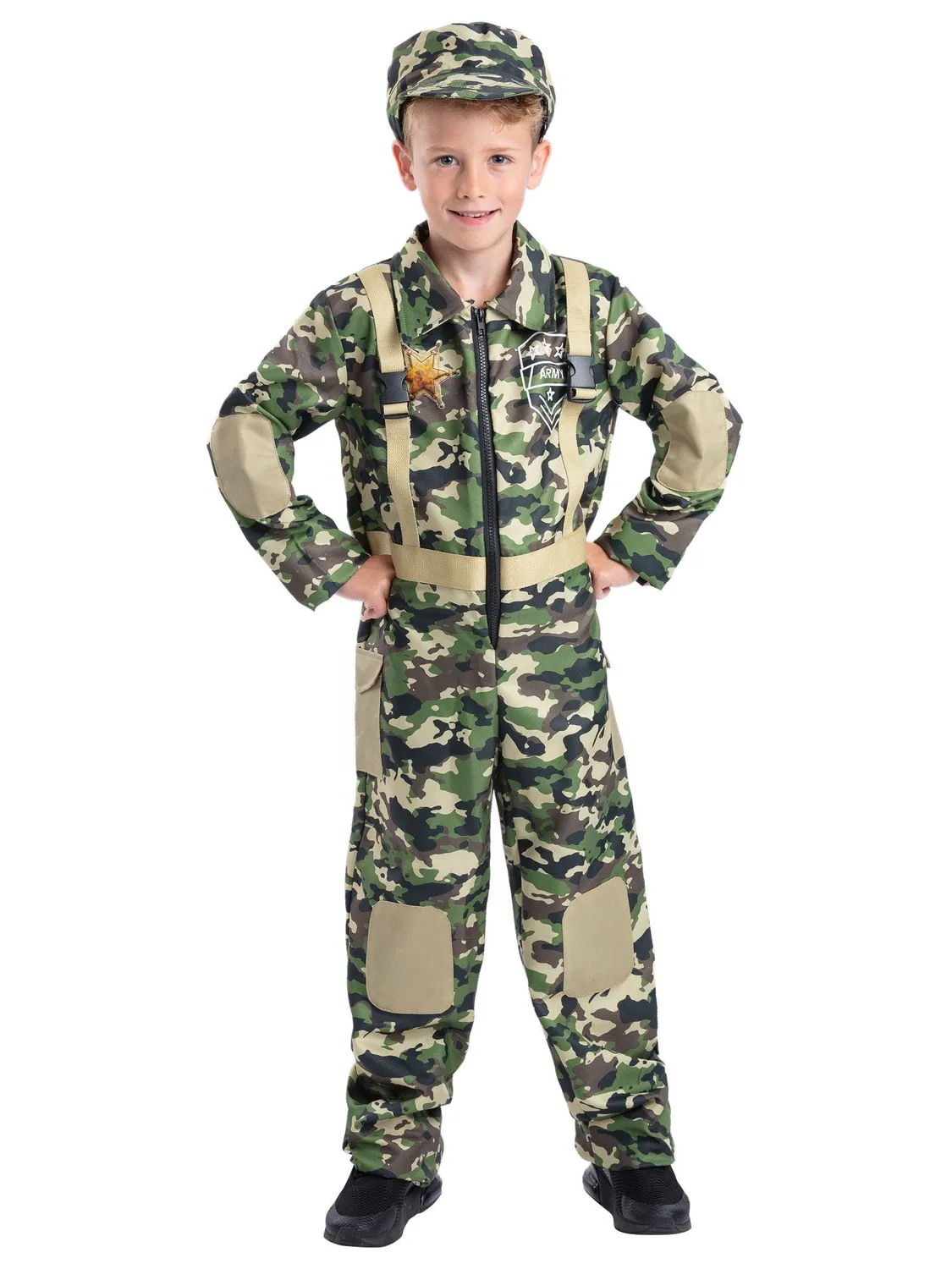 Smiffys Army costume militare bambino tuta + cappello L