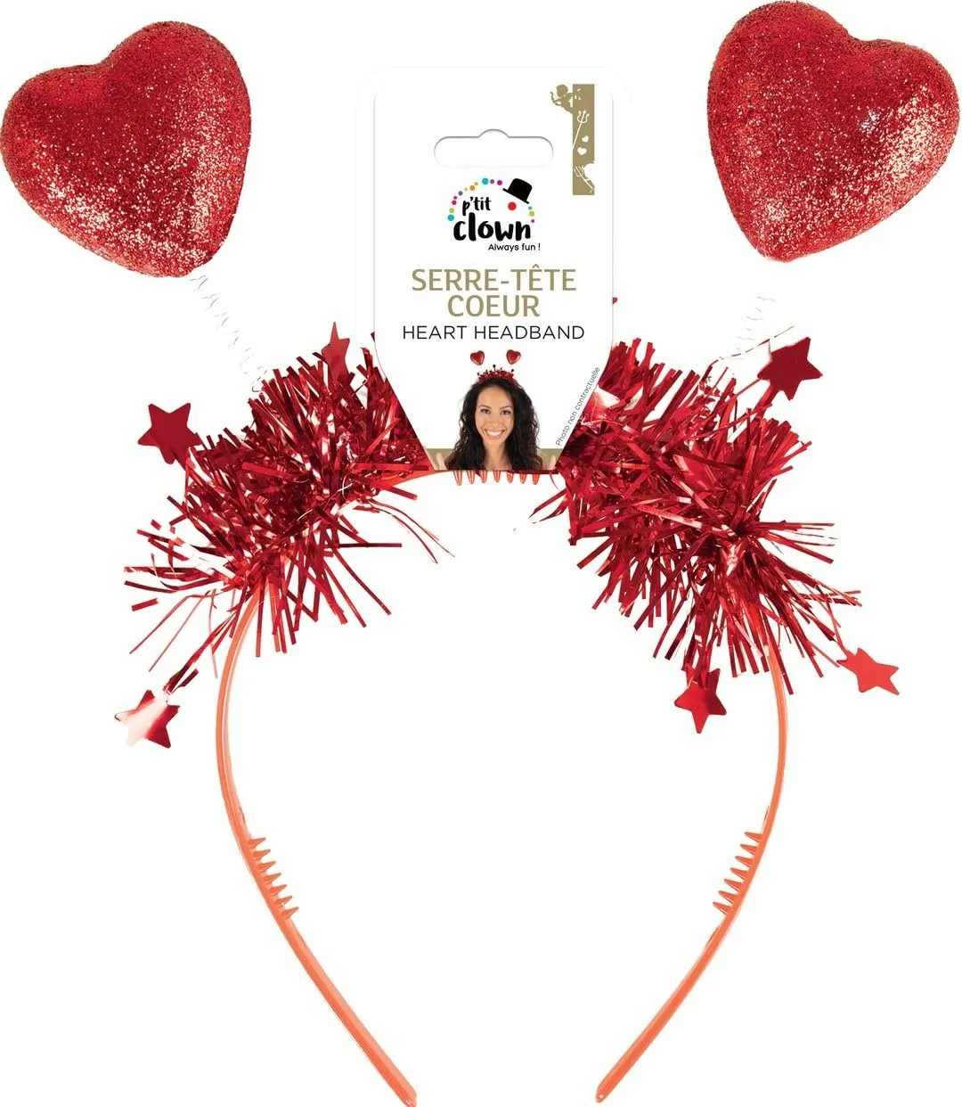 P'tit Clown re22654 cerchietto cuori rossi glitter San Valentino