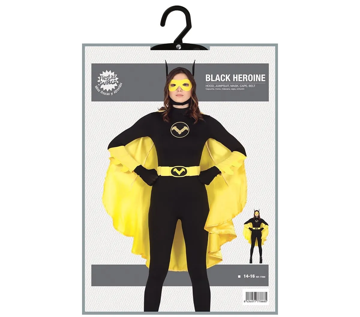 Fiestas Guirca Super Ragazza costume nero giallo teen