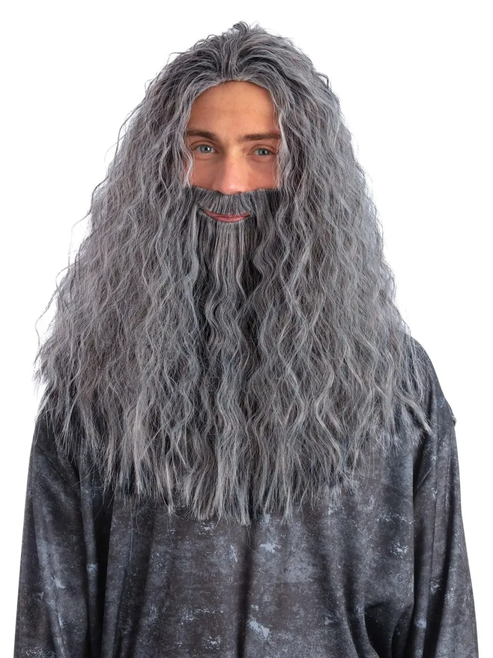 Smiffys Sorcerer parrucca e barba grigia mago uomo