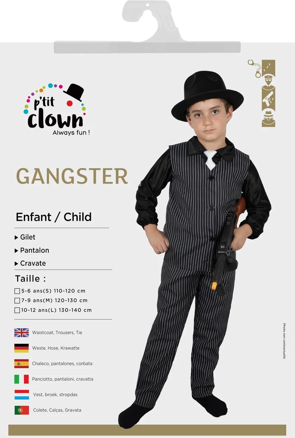 P'tit Clown costume gangster bambino 10-12 anni anni 20