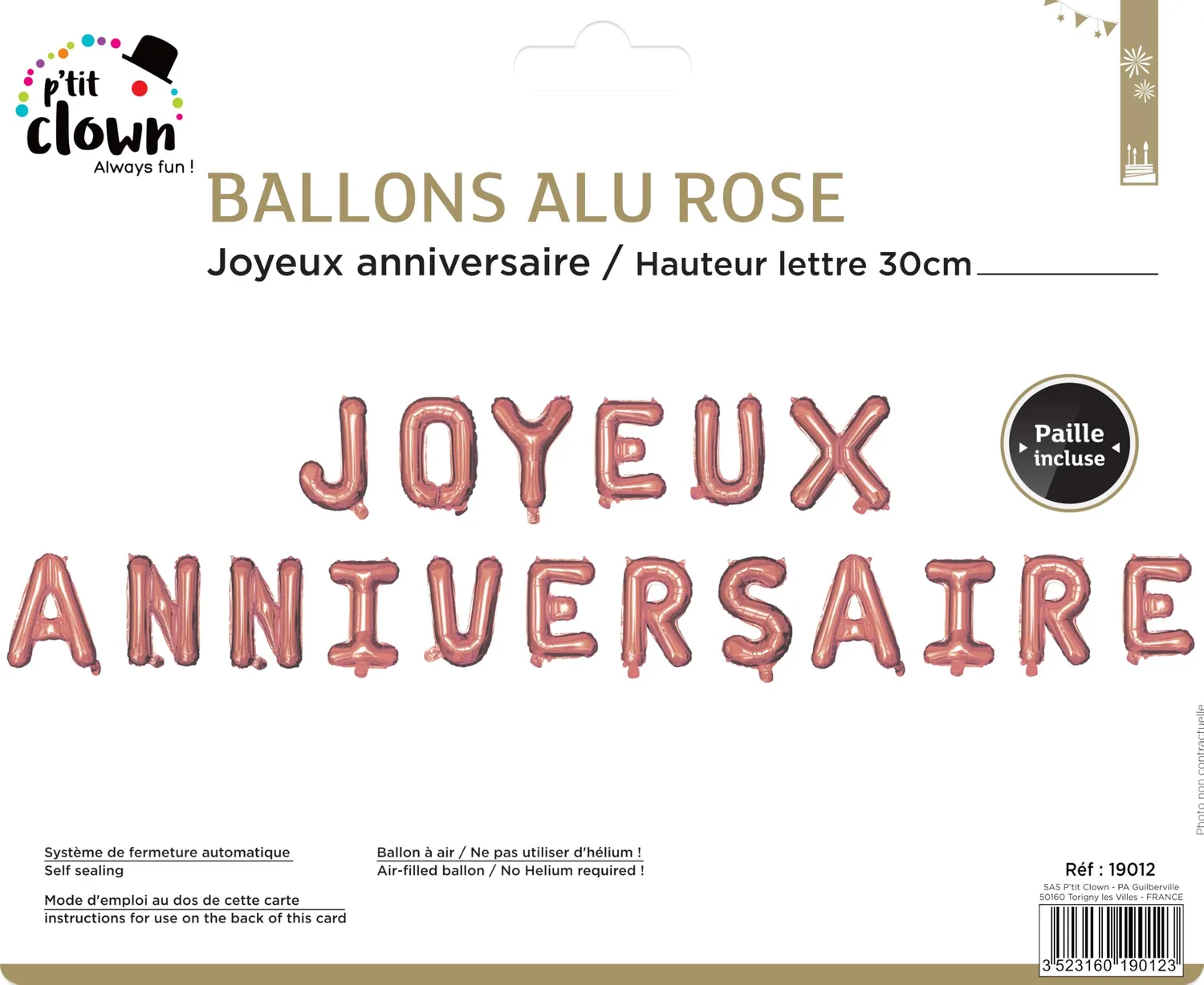 P'tit Clown re19012 palloncino mylar compleanno oro rosa