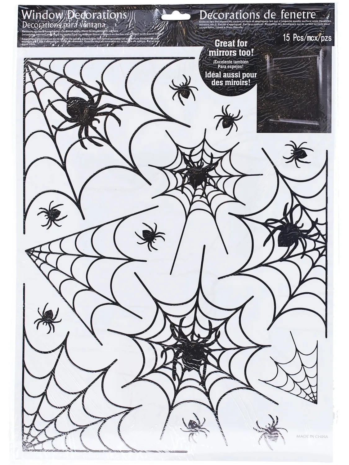 Smiffys Spider adesivi finestra Halloween nero 15 pezzi