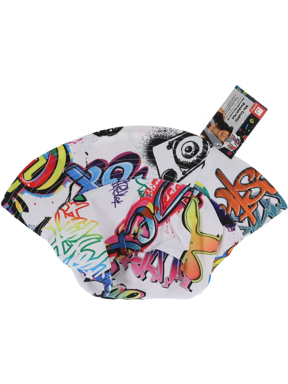 Smiffys 90s Graffiti cappello bucket bianco multicolore