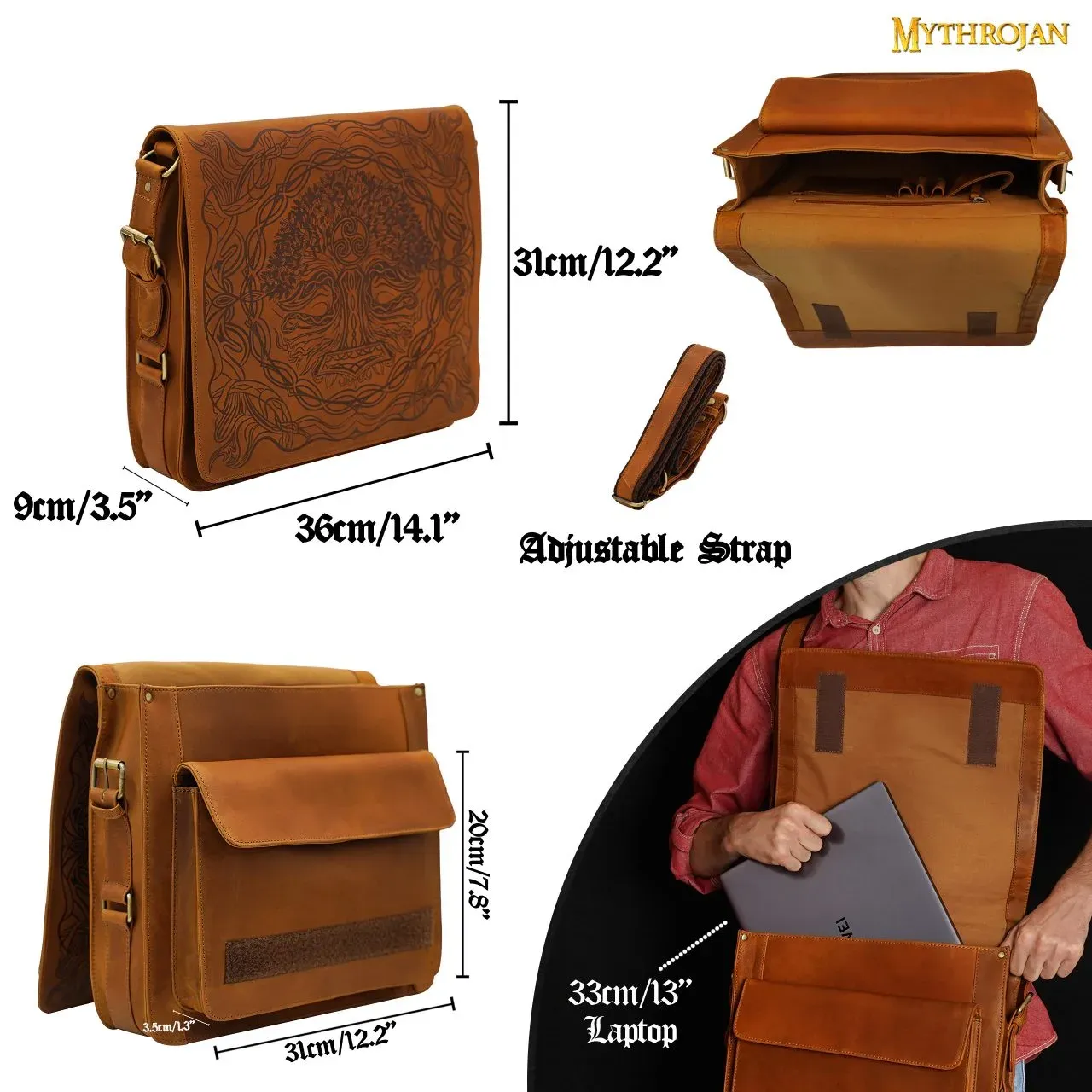 La Bottega di Merlino Celtica borsa messenger pelle portatile