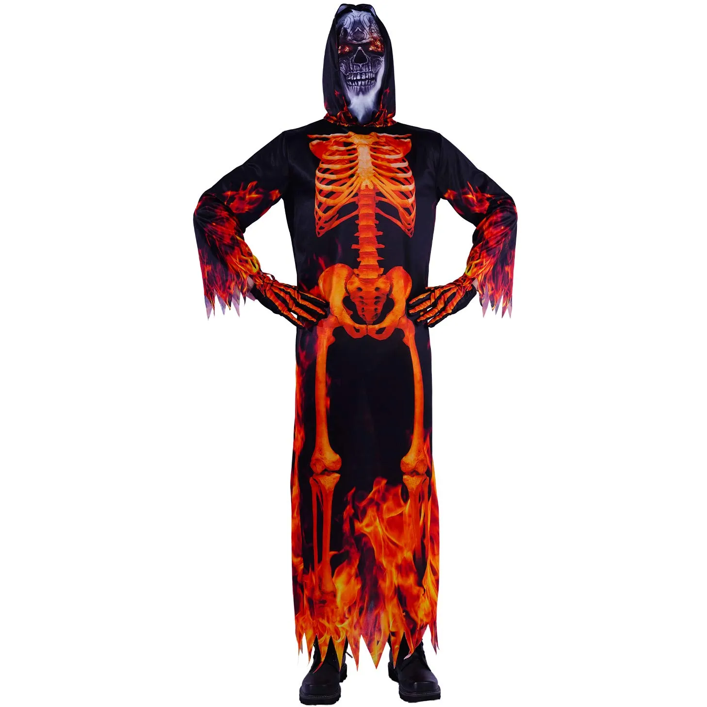 SEA HARE Fiamma costume scheletro adulto con cappuccio poliestere