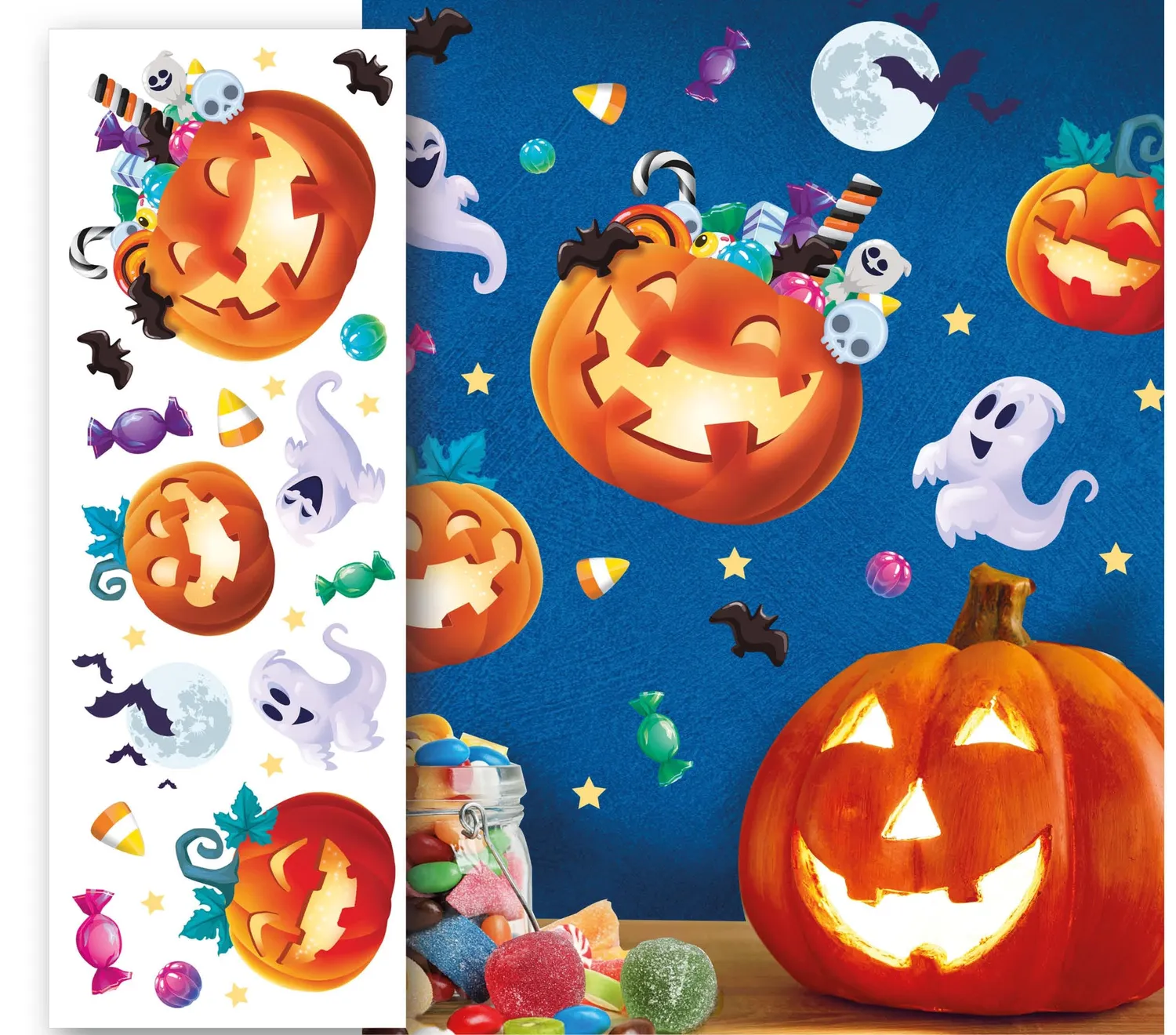 Guirca adesivo parete ragno Halloween nero effetto 3D