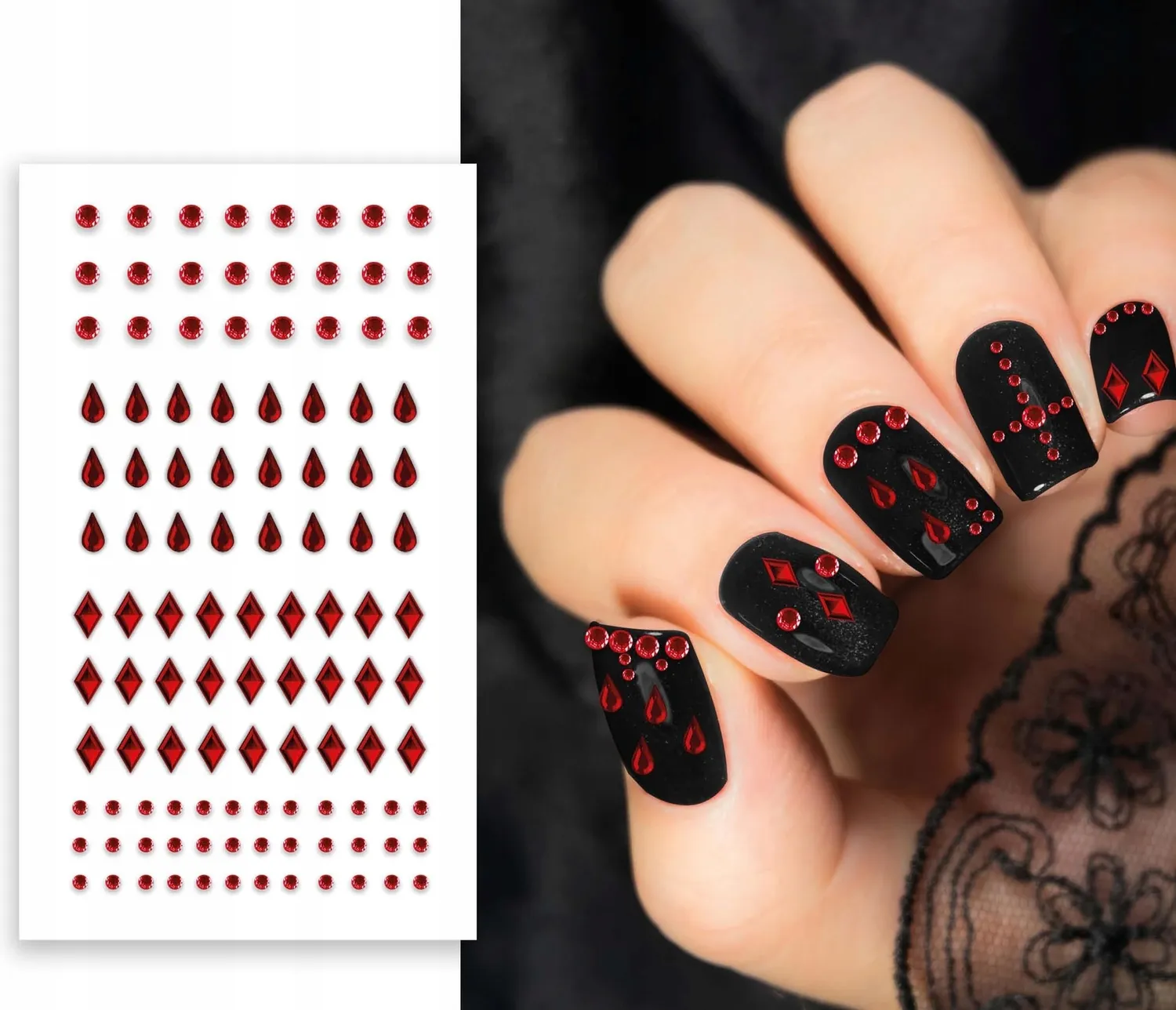 Guirca sticker unghie 6x9 cm argento rosso halloween