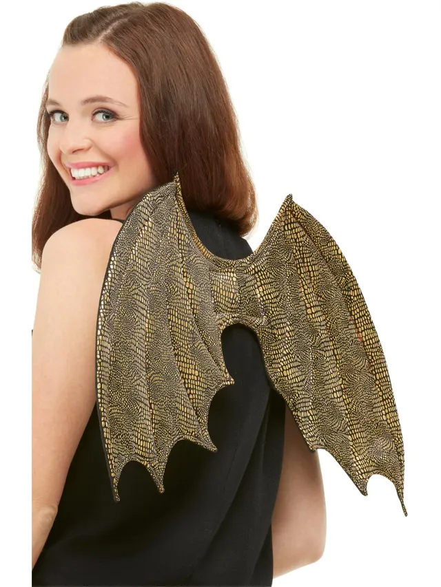 Smiffys Dragon Scale Wings ali drago nero-oro