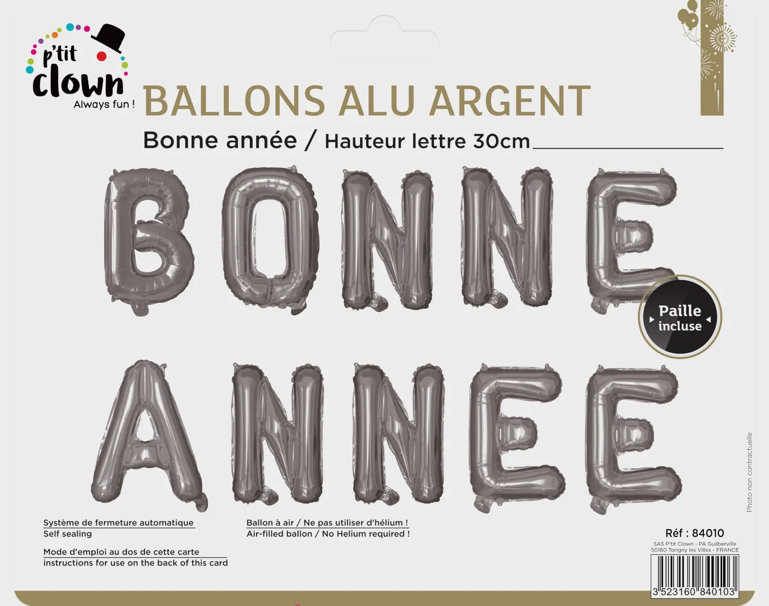 P'tit Clown Buon Anno palloncino argento