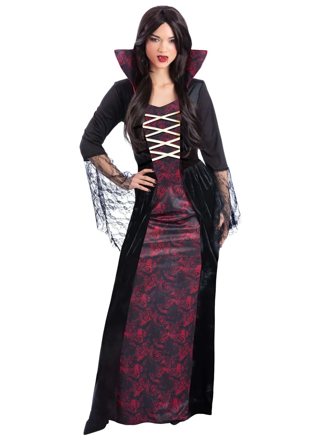 Smiffys Vampiress costume donna nero rosso con collare