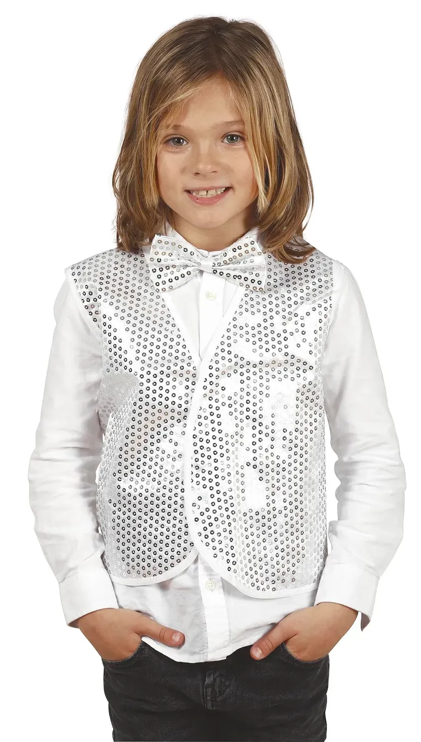 Guirca gilet paillettes argento bambino festa