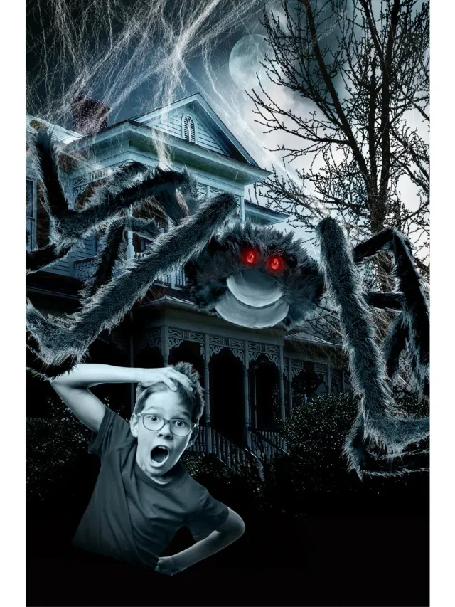 Smiffys Outdoor Giant Spider decorazione ragno con ragnatela 1,2 m