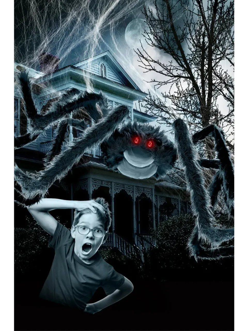 Smiffys Outdoor Giant Spider decorazione ragno con ragnatela 1,2 m