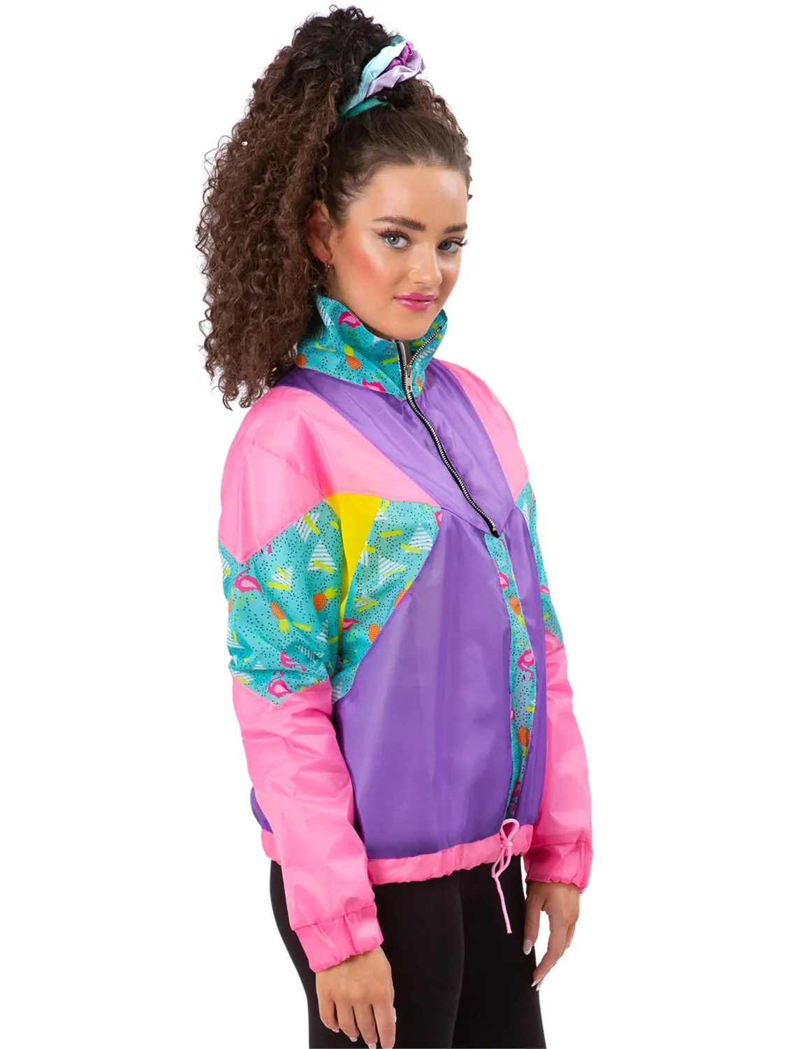 Smiffys 80s Pastel giacca windbreaker donna colorblock anni 80
