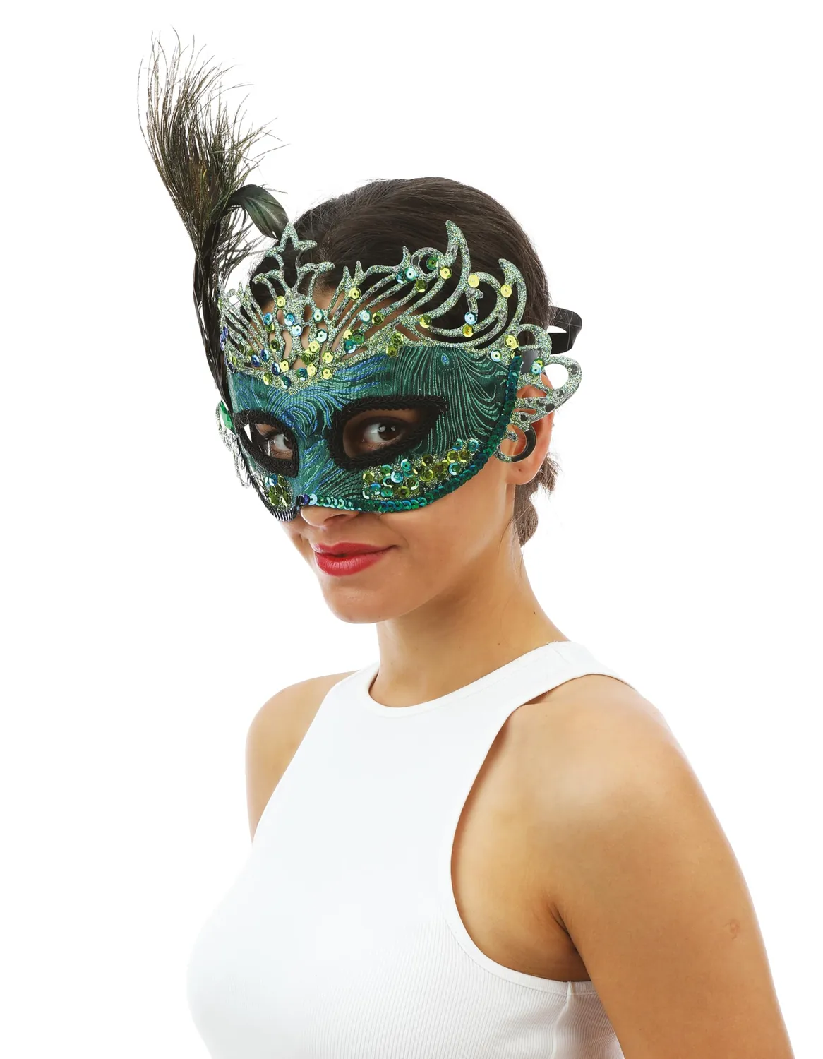 P'tit Clown 23375 maschera lupo pavone paillettes lusso