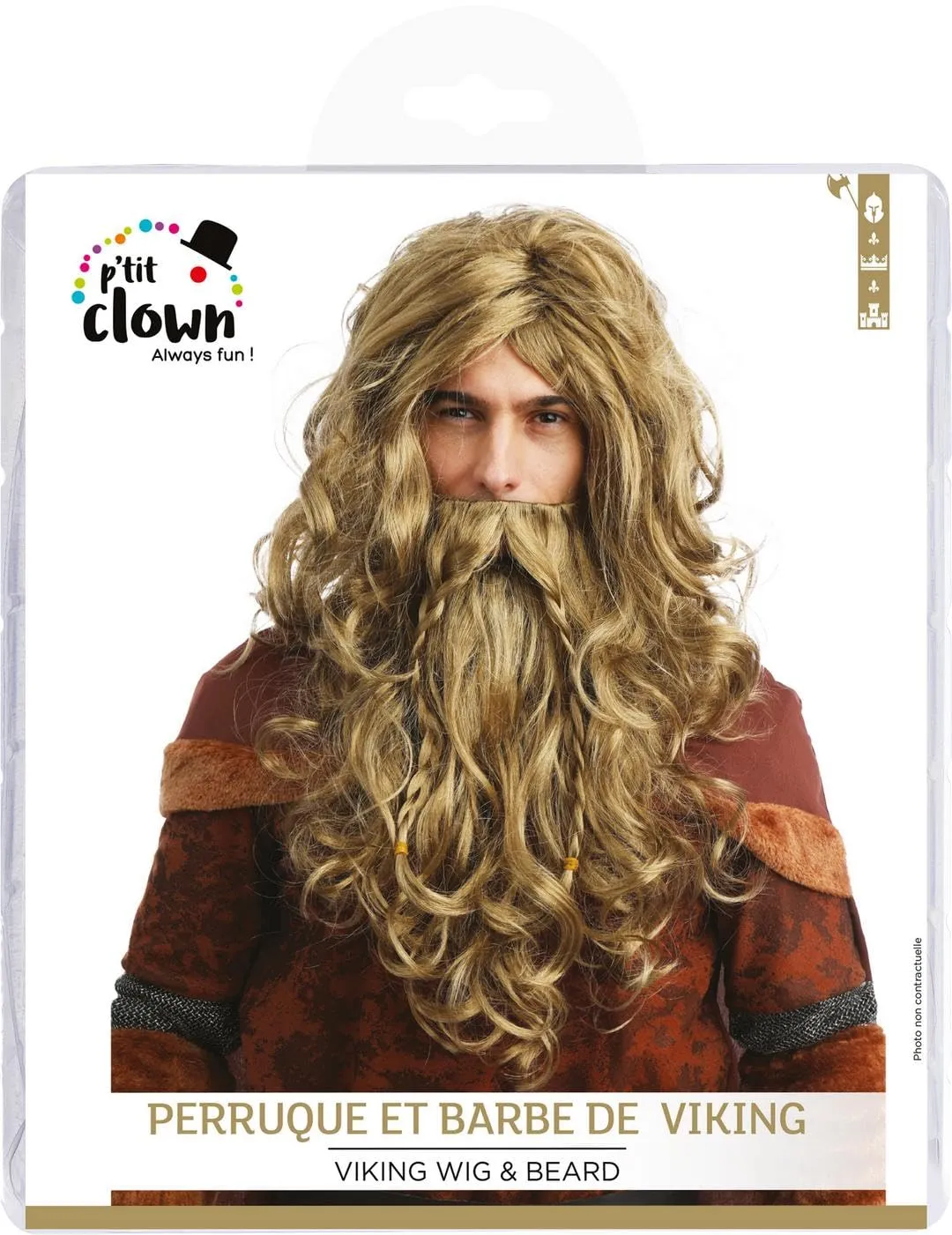 P'tit Clown vichinga lusso parrucca e barba bionda uomo