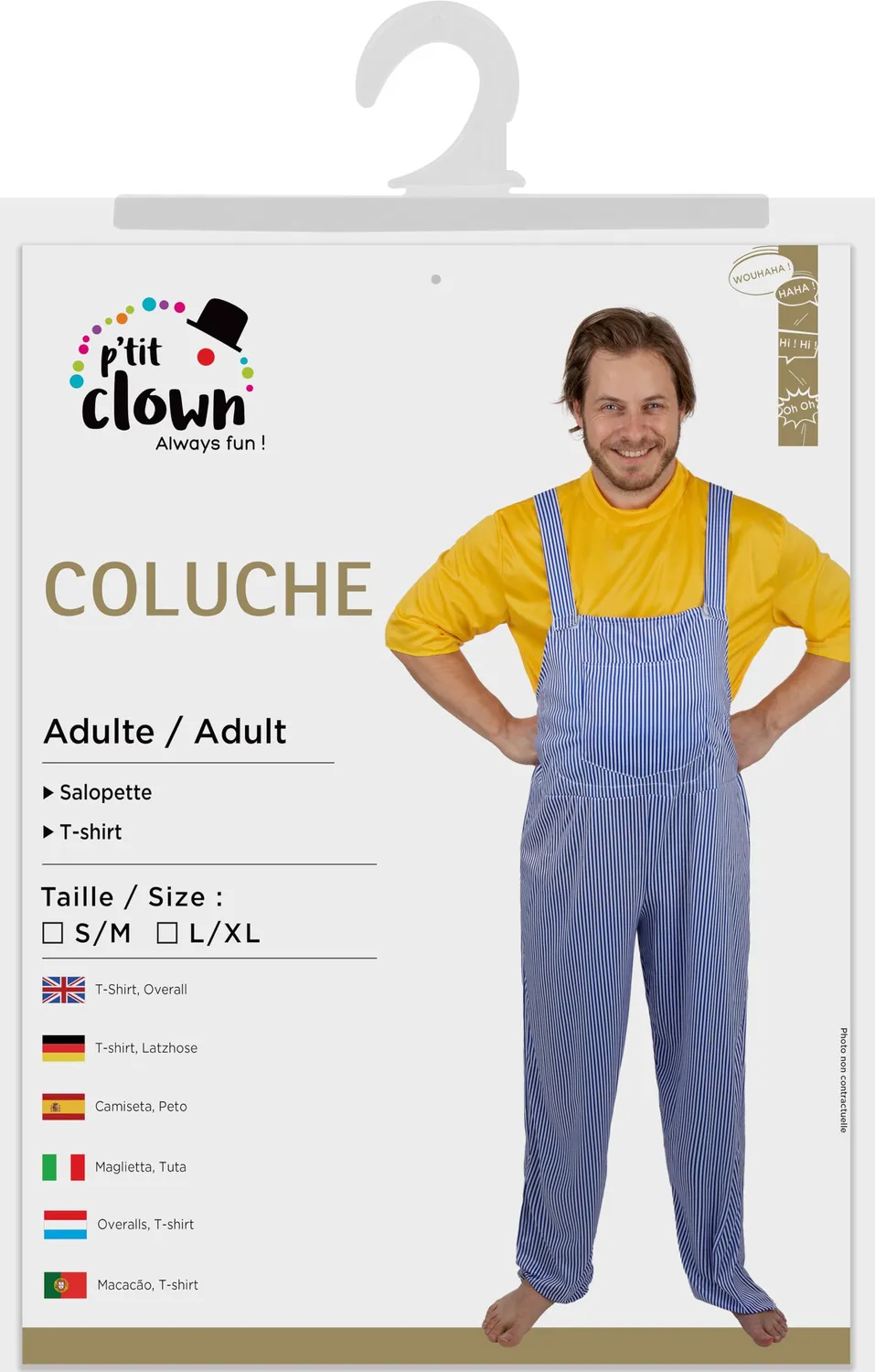 P'tit Clown Coluche costume adulto comico uomo