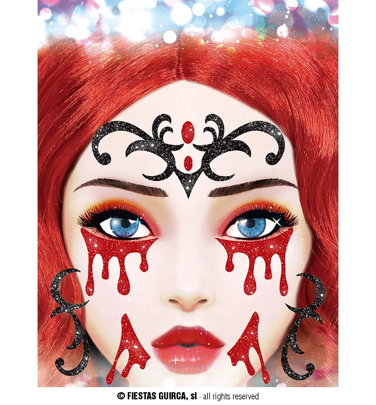 Guirca Adesivi Viso Glitter Vampira Trucco 20x20 cm