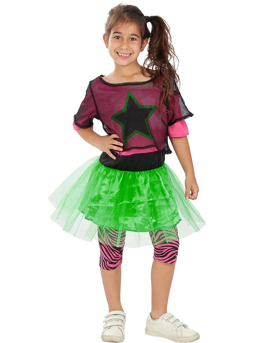 Funidelia Rock Star costume bambina rosa anni 80
