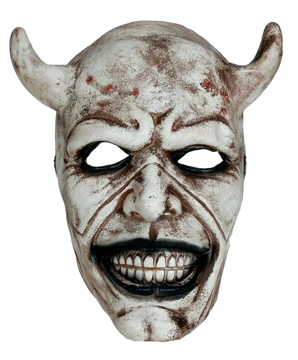 Guirca maschera demone adulto bianco grigio viso intero