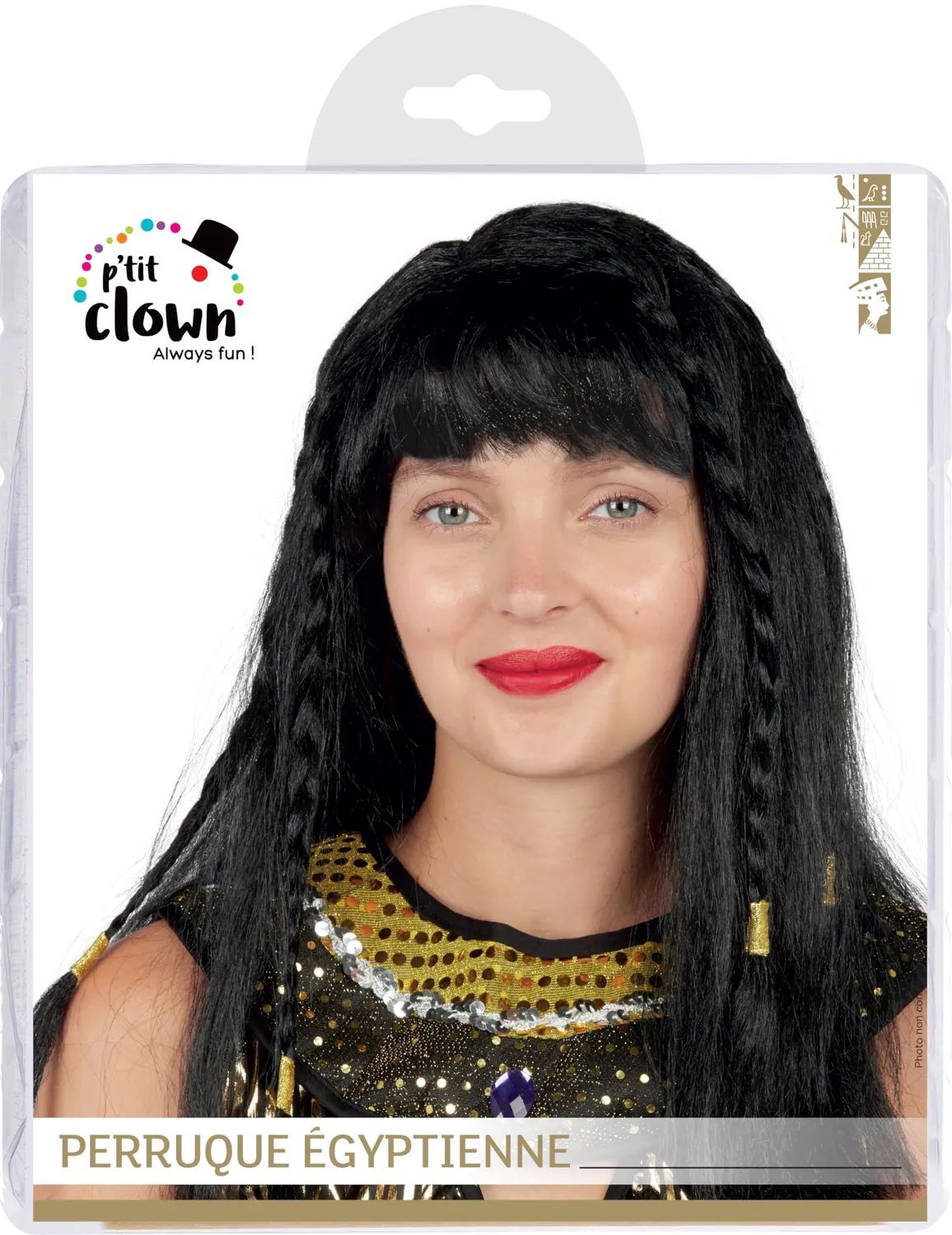 P'tit Clown 22548 Egiziana parrucca nera taglia unica