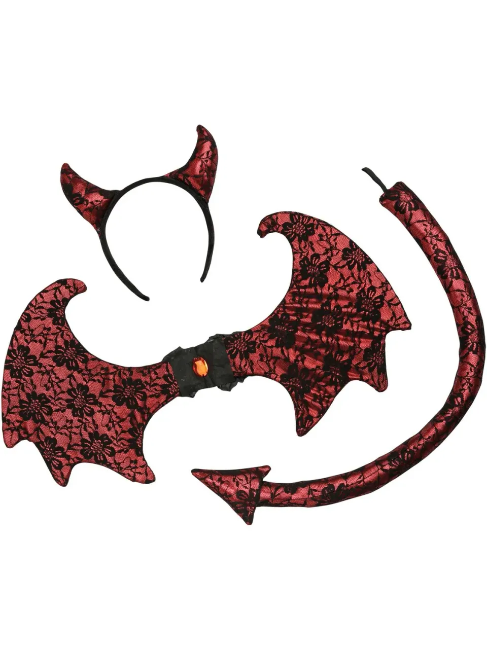 Smiffys Retro Lace Devil kit diavolo pizzo rosso-nero