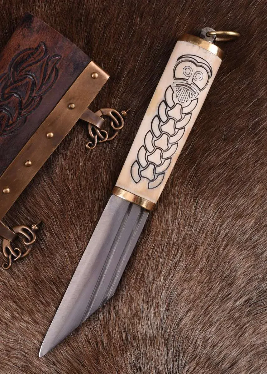 La Bottega di Merlino Seax vichingo osso pugnale scenico 21 cm