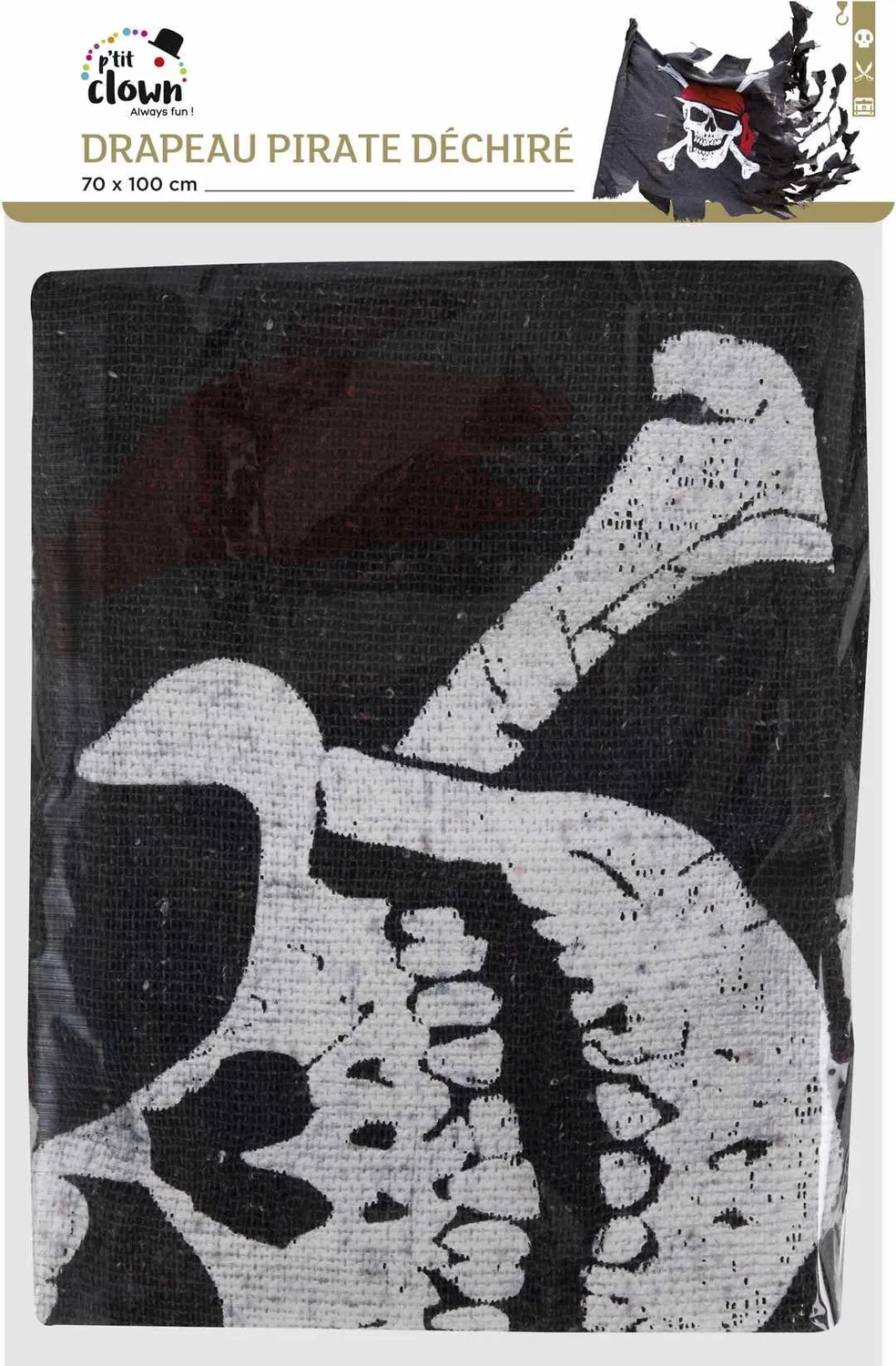 P'tit Clown Bandiera Pirata decorazione 70x100 cm nera