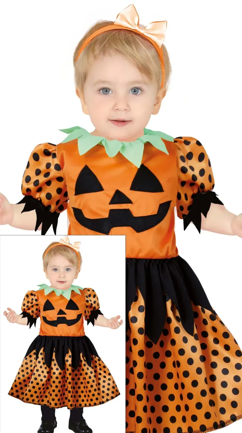 Guirca Costume Zucca Bambina 12-18 Mesi Abito Cerchietto