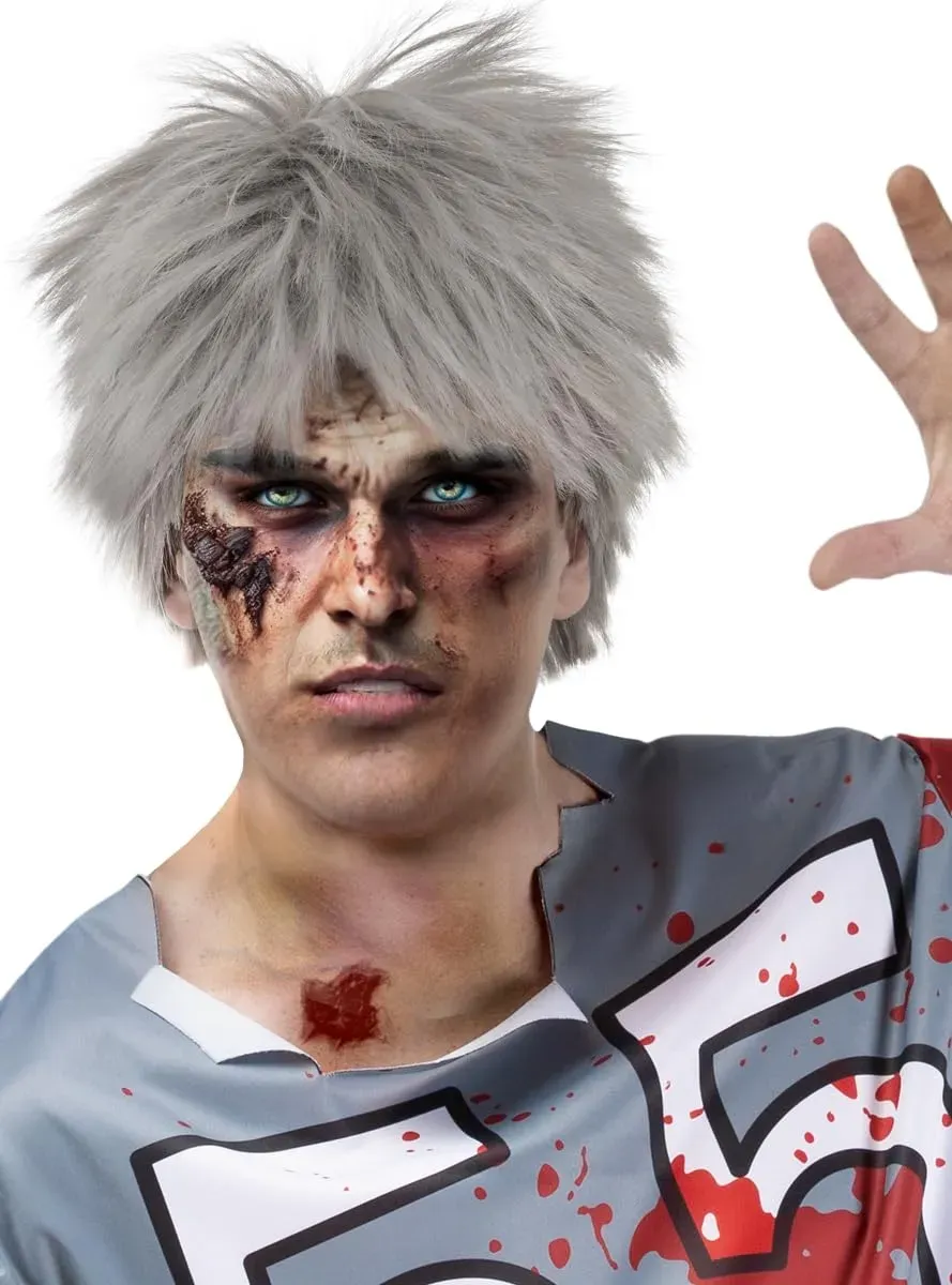 Funidelia parrucca zombie uomo grigio horror