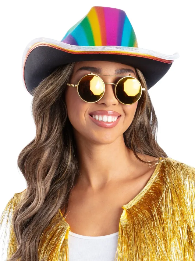 Smiffys Cappello Cowboy LED Arcobaleno Metallizzato Adulto