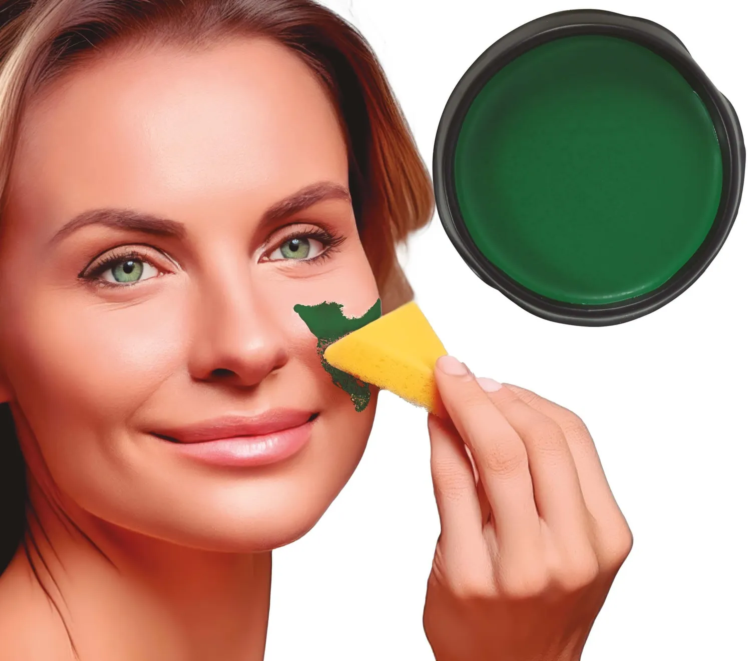 Fiestas Guirca trucco viso verde scuro con spugna 9 g