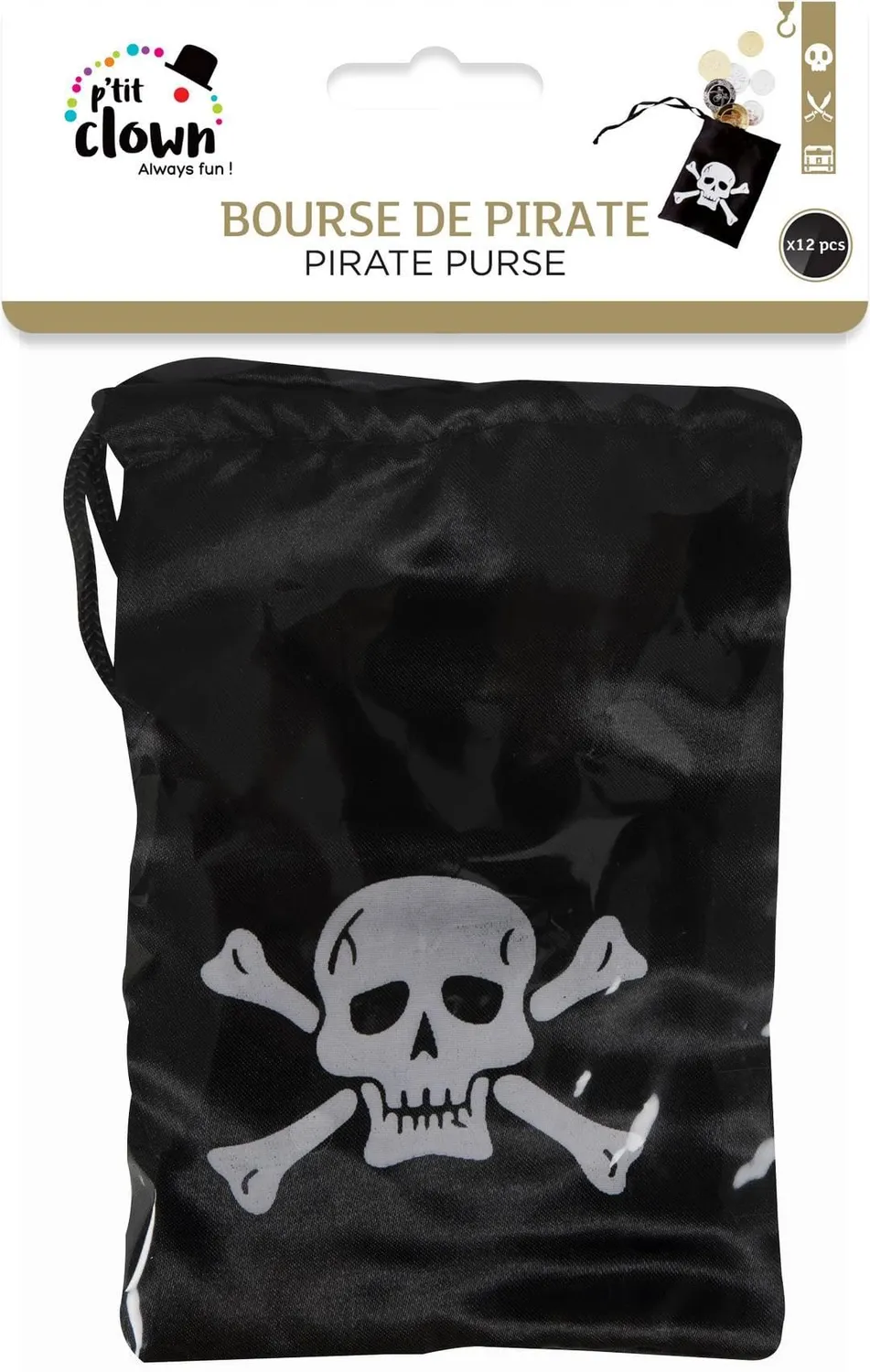P'tit Clown 44100 Borsa Pirata Marrone con 12 Monete