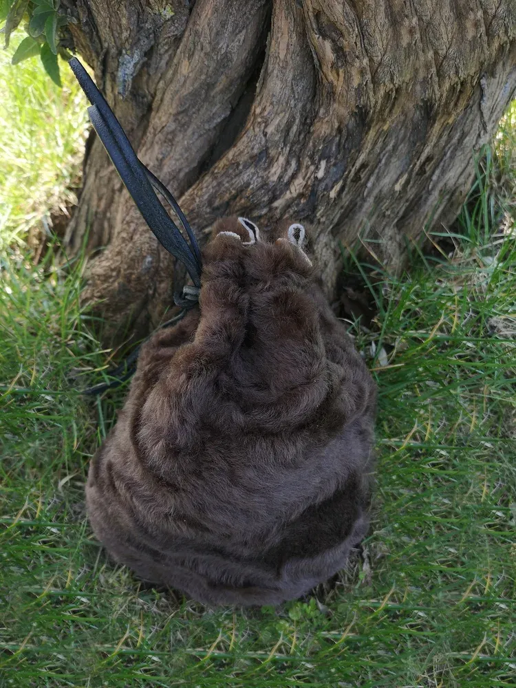 La Bottega di Merlino Borsetta Pelliccia Vera Pelle Agnello 18 cm