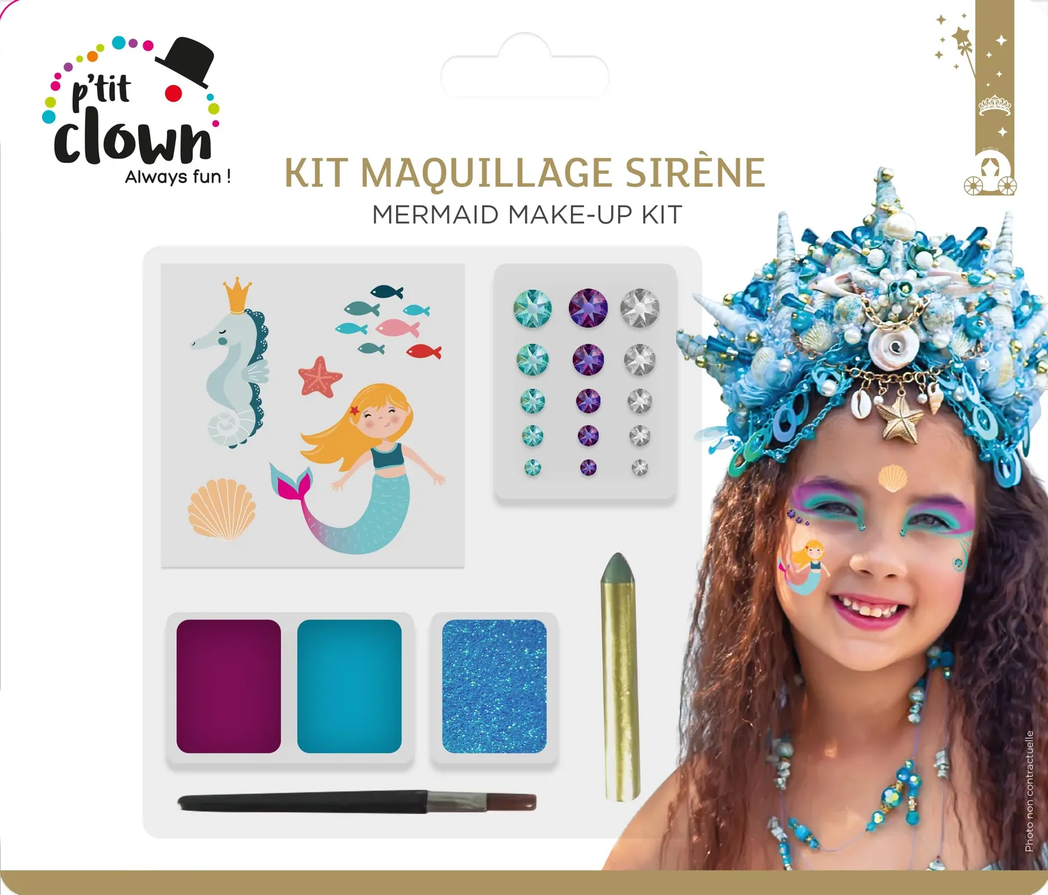 P'tit Clown 23347 Kit Trucco Sirena Rosa Blu