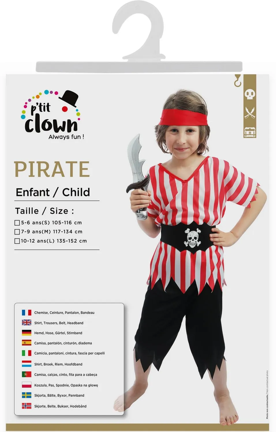 P'tit Clown Costume Pirata Bambino 10-12 Anni