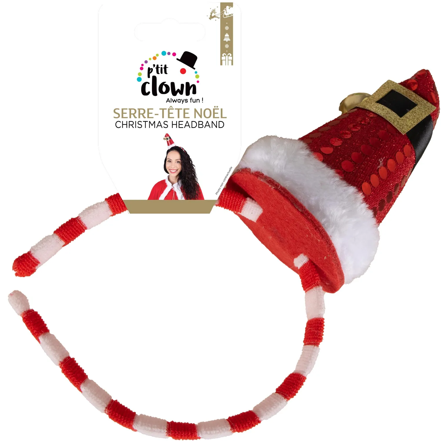 P'tit Clown re22375 cerchietto cappello Natale campanello adulto