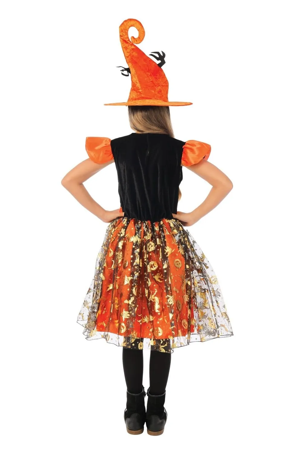 P'tit Clown costume strega bambina oro con cappello