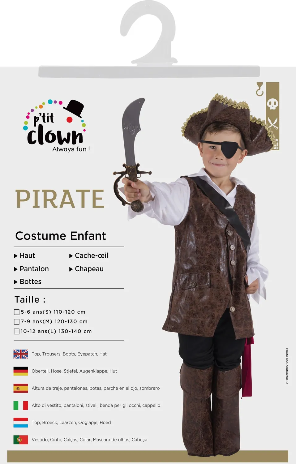 P'tit Clown costume pirata bambino Carnevale avventura